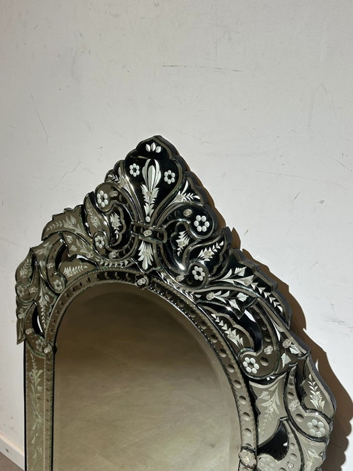 Espejo turquesa grabado de estilo veneciano antiguo – spiegels, Wood, Glass (photo 2 of 4)