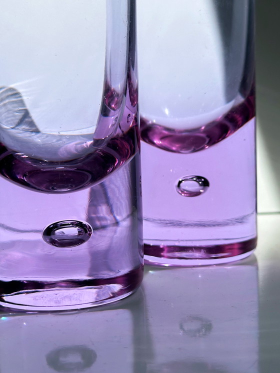 Image 1 of 5 vintage drinking glasses Alexandrite glass Arnolfo di Cambio Sergio Asti Bubble Longdrink Neodymium Italy 70s 60s crystal