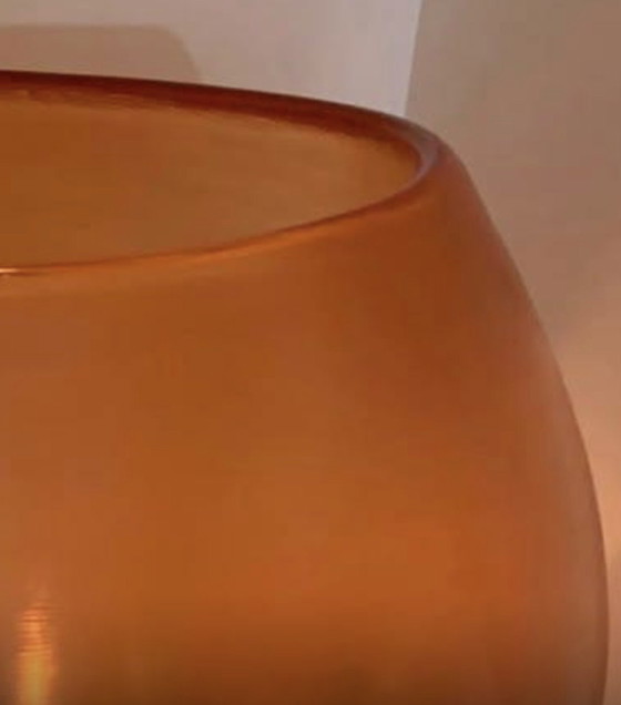 Paolo Venini Murano Incisi Vase Signed Acid Etched Amber Satin Glass 1950s Italy – Murano Glass (photo 3 of 9)