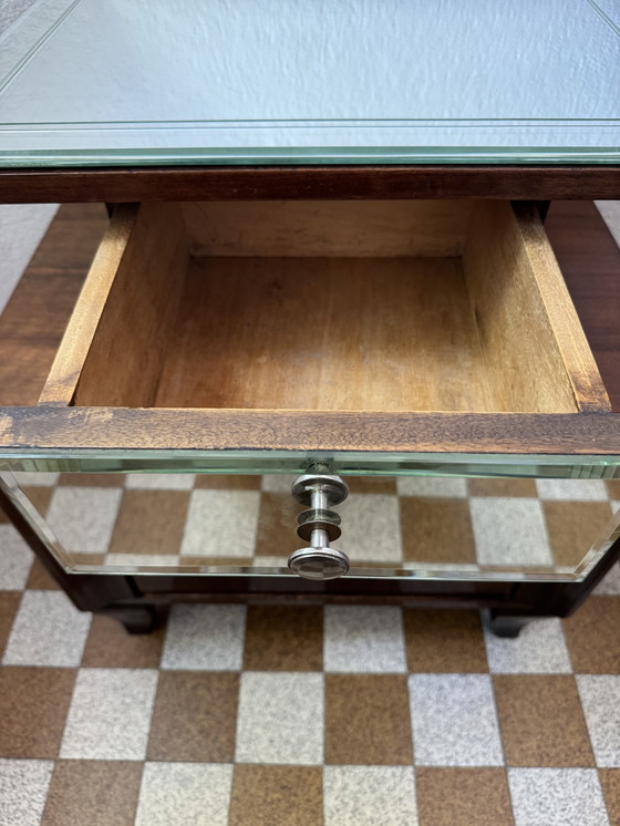 Image 1 of Nachtkastje in art-decostijl van gespiegeld hout