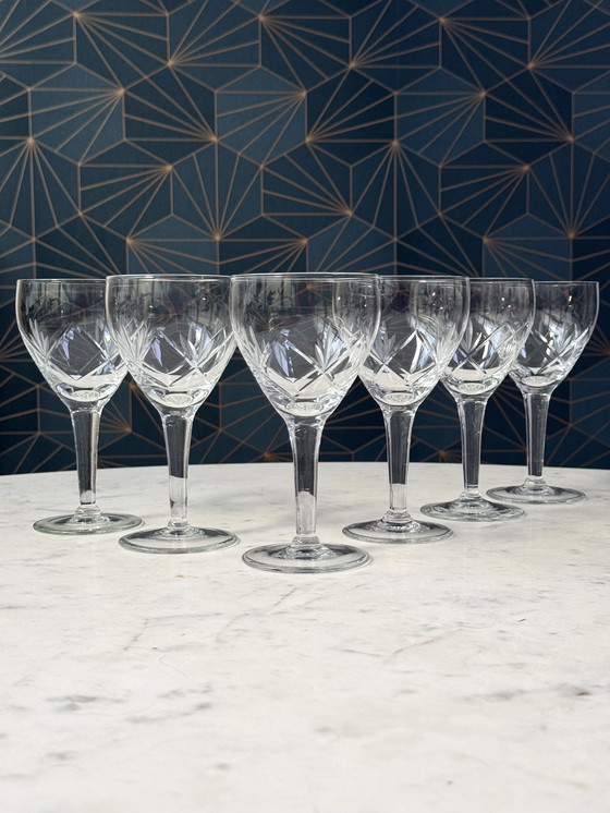 Image 1 of 6 grands verres à vin en cristal - Holmegaards Glasværk . années 1920