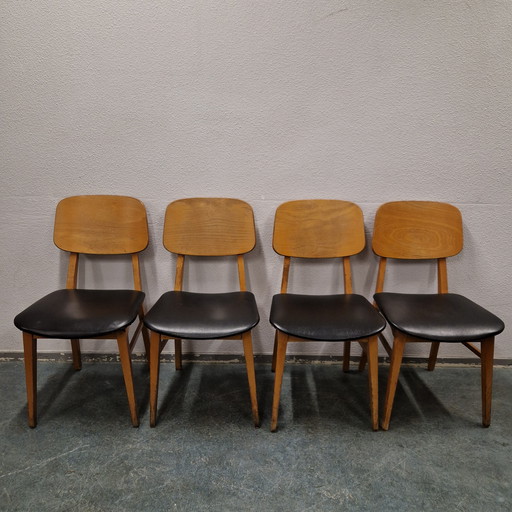 Jaren 50  Set 4 Vintage Eetkamerstoelen Stoelen