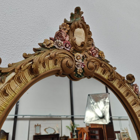 Image 1 of Miroir rond vintage baroque, brocante, rococo, miroir de cheminée