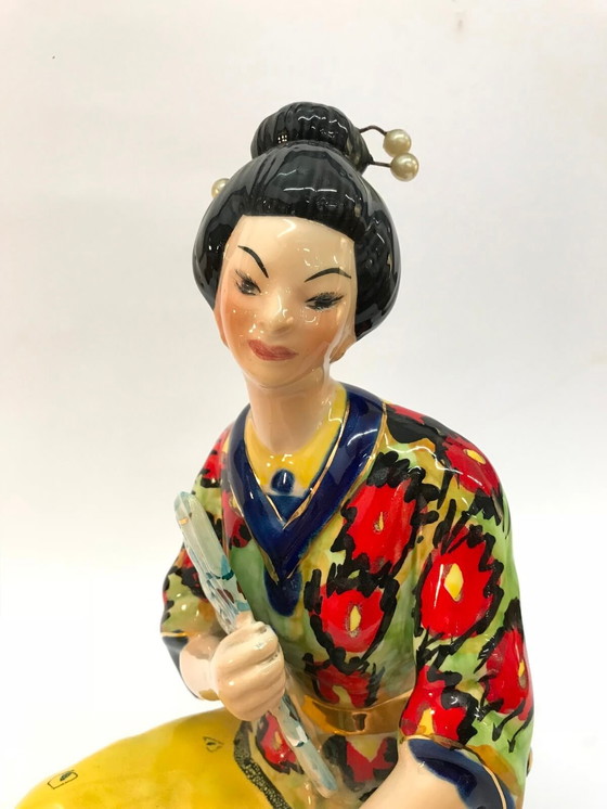 Image 1 of Sculpture of Geisha in coloured ceramic, 50s