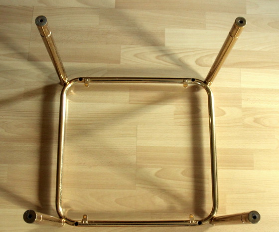 Image 1 of Space Age side table brass with smoked glass top - Vintage