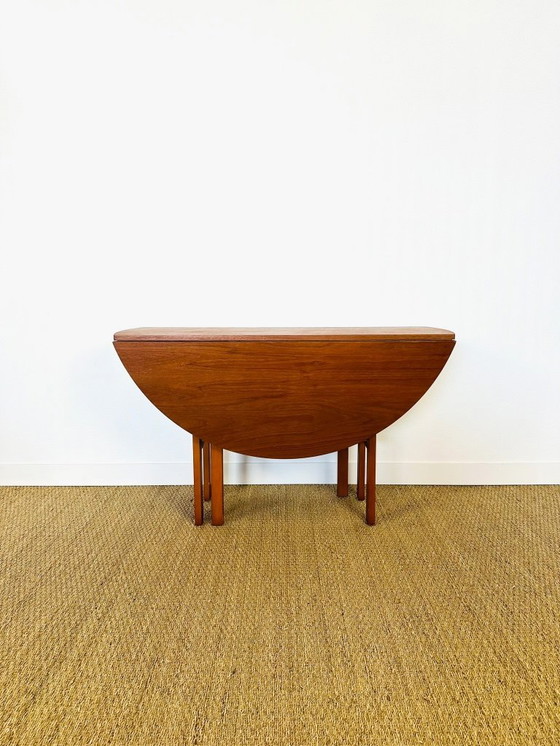 Image 1 of Tavolo da pranzo rotondo pieghevole in teak scandinavo, 1960