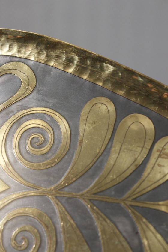 Image 1 of Willy Steinlin - Tablett aus säuregeätztem & patiniertem Messing Schweizer Design 1960s