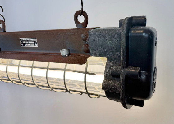 Image 1 of Grijze industriële hanglamp met buisconstructie van Elektrosvit, jaren 70.