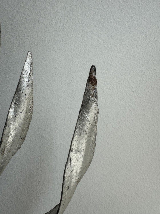 Image 1 of Sunburst wall sconce in silver wrought iron, 1960s