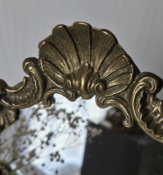Image 1 of Specchio da tavolo in ottone barocco vintage