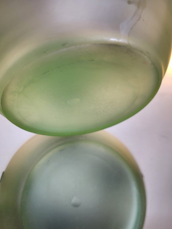 Image 1 of Art Nouveau Loetz vase with green glass, pewter mount, floral decoration