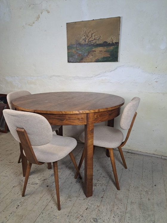 Extendable Round Mid Century Table From The 1950s, Restored – Dining tables, Wood (photo 4 of 5)