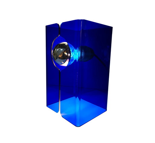 Lámpara de mesa vintage • Azul intenso • Era espacial • 1970