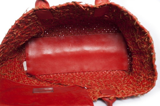 Image 1 of Bottega Veneta, Red cabas tote with pouch