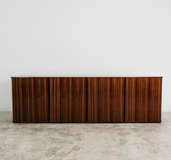 Image 1 of Monumental Rosewood Sideboard Zebrawood Lacquered Mid-Century Design 1970