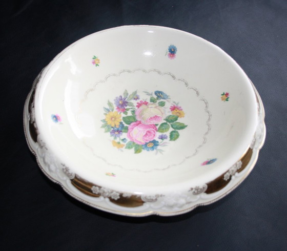 Image 1 of Thomas Porcelain – Ciotola avorio – 29 cm Ø 9 cm Altezza – Fiori e bordo oro