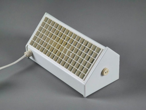 Vintage 1980s BELID V349 White Metal Wall Light With Perforated Plastic Grid - Postmodern Industrial Wall Light.