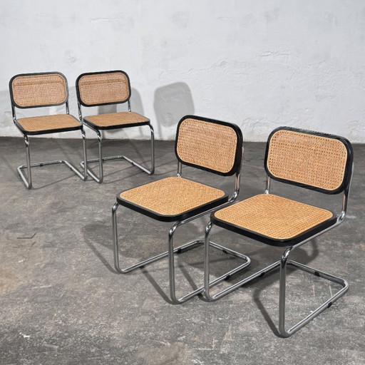 Set van 4 Cesca-stijl eetkamerstoelen, geïnspireerd op Marcel Breuer, jaren 90
