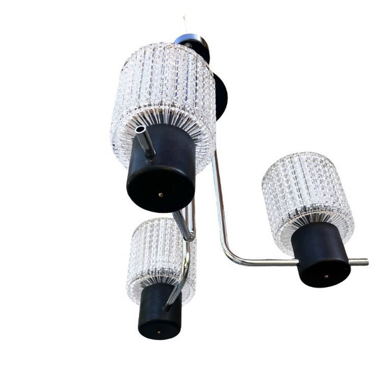 Image 1 of Elektroinstala Jílové pendant lamp, Czechoslovakia, 1970s, embossed glass, modernism