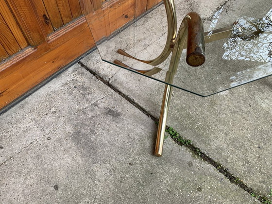 Brass and Glass Dining Table, Italy, 1970s – Hollywood Regency (photo 4 of 5)
