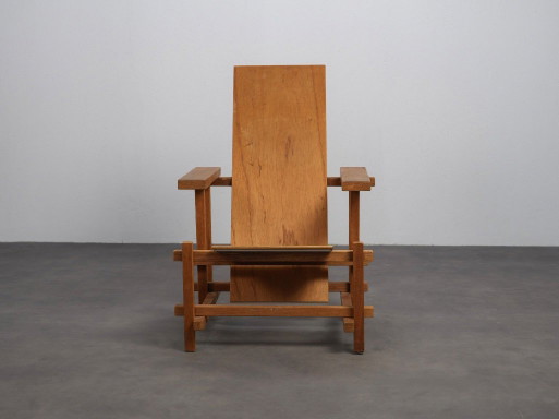 Sillón modernista al estilo de Gerrit Rietveld, Países Bajos, década de 1980. – fauteuils, Wood (photo 2 of 10)