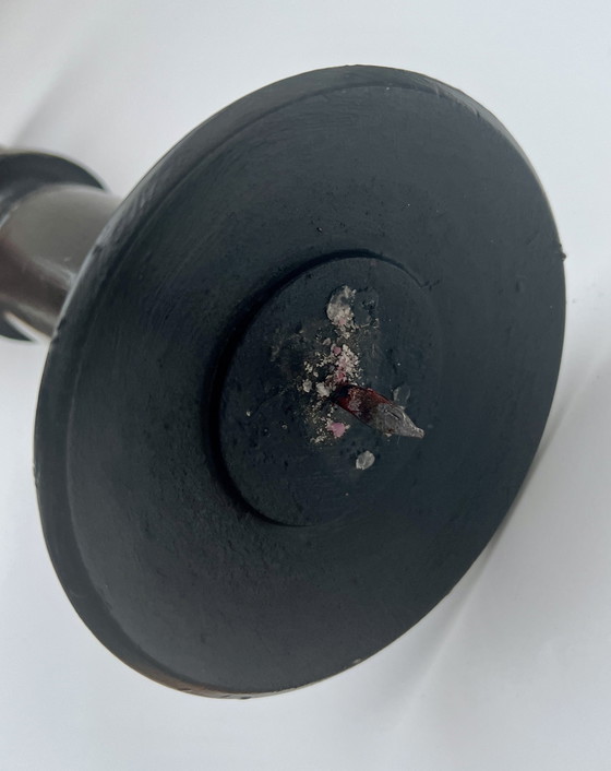 Image 1 of Gran candelabro/lámpara de pie antigua de madera, pintada de negro, aprox. 70 cm.