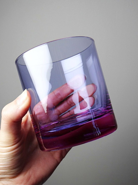 Image 1 of 6 Verres à whisky/cocktails cristal améthyste, design Mid Century années 1960-70
