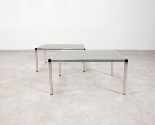 Tables d'appoint vintage - aluminium et verre