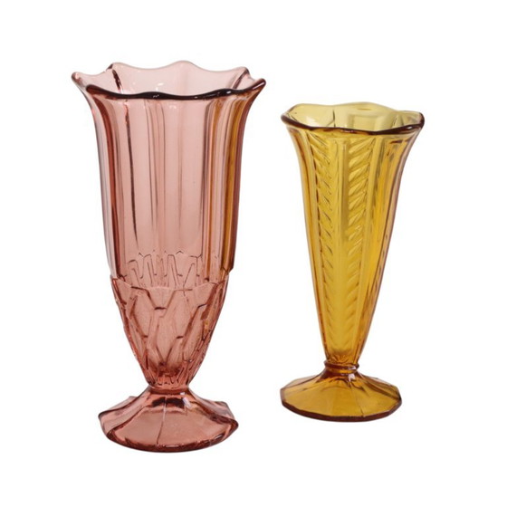 Pair of Colored Glass Vases from the Art Deco Period – Vintage (photo 4 of 12)