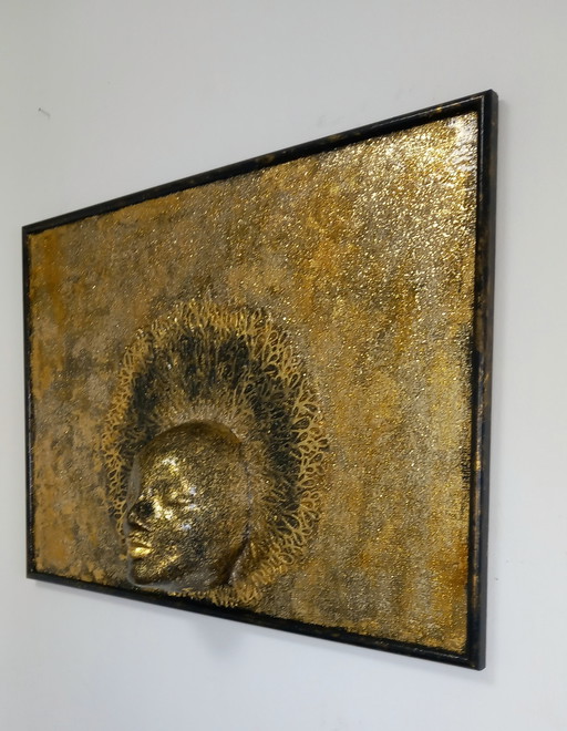 3D foto Gouden Koningin canvas epoxyhars muurdecoratie