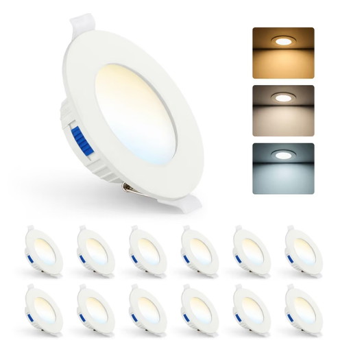 Lot 12 Recessed LED Spot lights 4W IP44 – 2700K / 4000K / 3CCT - Color Temperature: 2700K – Warm white