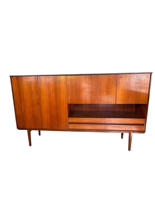 Buffet haut / Meuble mural en teck danois vintage du milieu du siècle