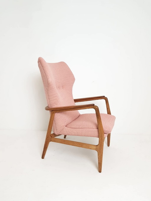 Poltrona Vintage Bovenkamp Rosa Nuovamente Rivestita Kvadrat Febrik