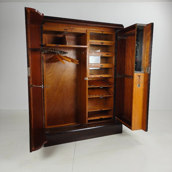 Image 1 of Herenkledingkast uit de jaren 1920 van mahonie en eikenhout, gemaakt door Compactom Ltd.