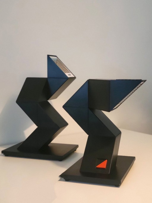 Ensemble de 2 lampes de table vintage Zig Zag de Massive Belgium, 1984