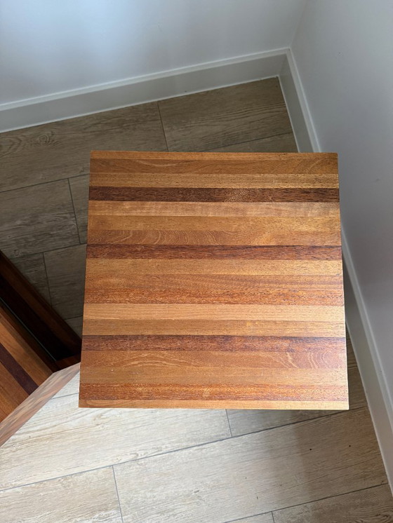 Image 1 of 2x Leolux Vidar Masai wooden side tables with height differences