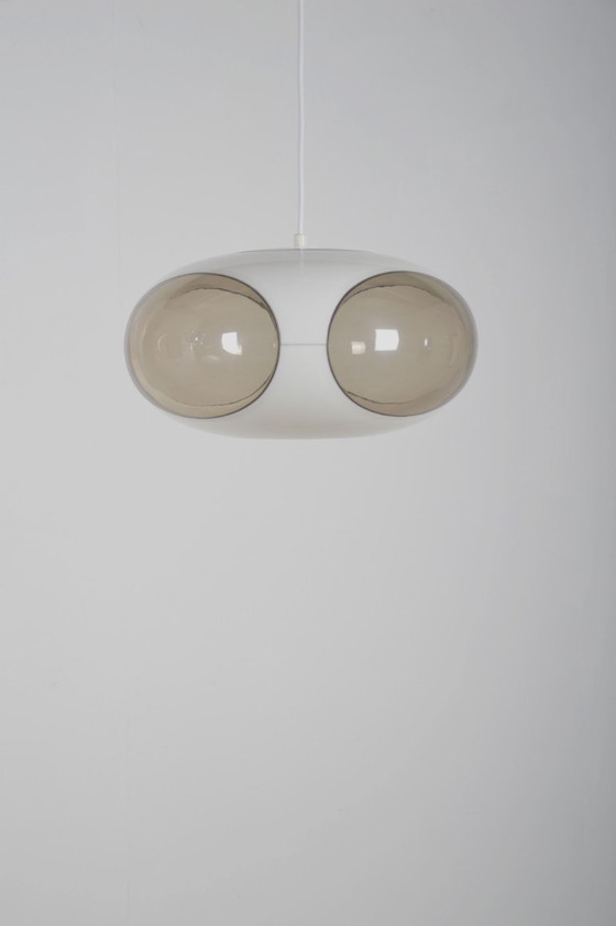 Image 1 of Space age UFO pendant lamp 'Bug Eye' (white) by Massive, 1970s