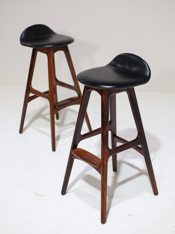 2x OD61 Bar Stools Erik Buch Rosewood Danish 1960s – Barstools, Leather (photo 4 of 14)
