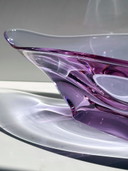 Vintage Coupe Alexandrite Néodyme Verre Rose Lilas Skrdlovice CZ Bohême Mid Century 1950 50s 60s Zelezny Brod ZBS
