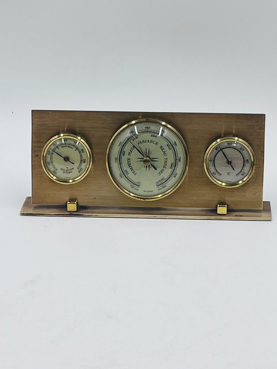 Image 1 of Vintage 1970s West Germany Weather Station – Brass Triptych