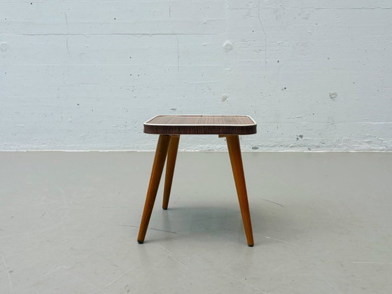 Image 1 of Postmodern plant stand / flower stool with wood veneer, 1970s–1980s