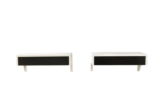 Set van twee Martin Visser DD01 Bergeijk wandplanken met lades voor Spectrum, Nederland 1956 – Wandrek, Wood (photo 2 of 6)