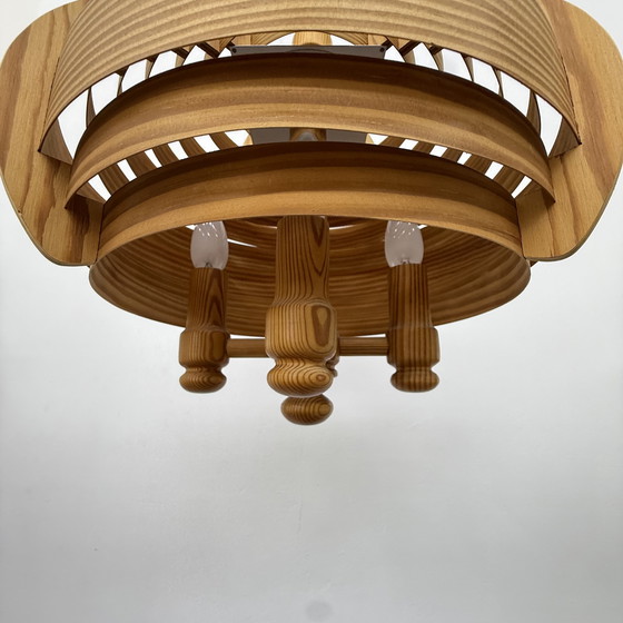 Image 1 of Vintage swedish Hans Agne Jackobsson lamella hanging lamp , 1970s