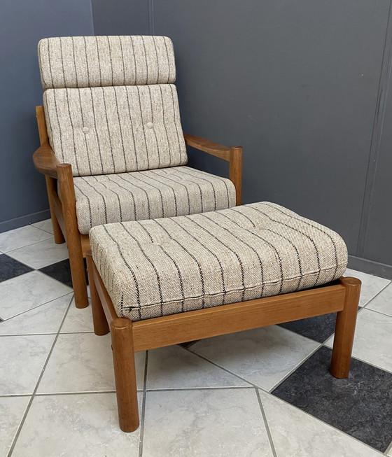 Image 1 of Hochlehniger Relaxsessel mit Hocker 1960er Jahre von Tarm Stole Dänemark