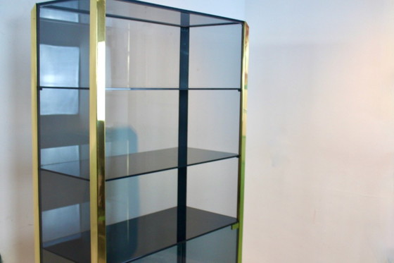 Willy Rizzo Smoked Glass Cabinet for Mario Sabot 1970, Sideboard cabinet, polished steel, Brass (photo 12 of 12)