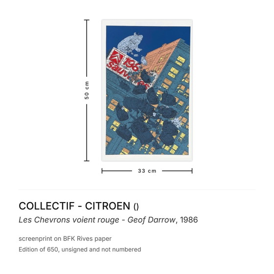 Image 1 of COLLECTIF – CITROEN Les Chevrons voient rouge – Siebdruck von Geof Darrow 1986