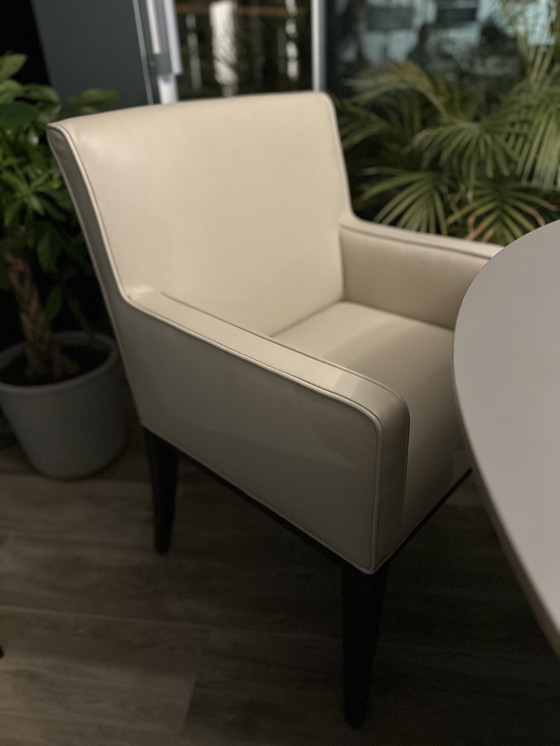 Image 1 of 4x Carver Armchairs in Real Leather with Wenge Legs