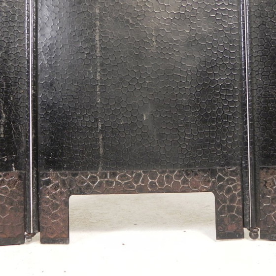 Image 1 of Stalen Art Deco kamerscherm met messing details, jaren 30
