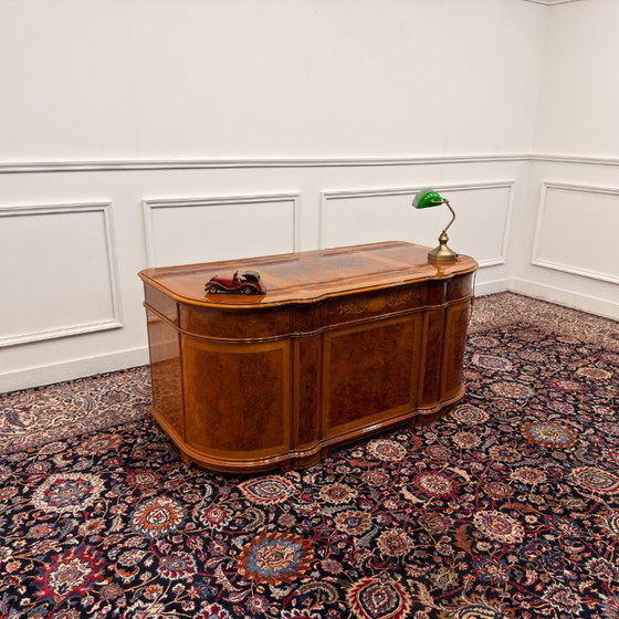 Antique Classic Italian Desk with Back Panel – Wood, Brass (photo 2 of 20)