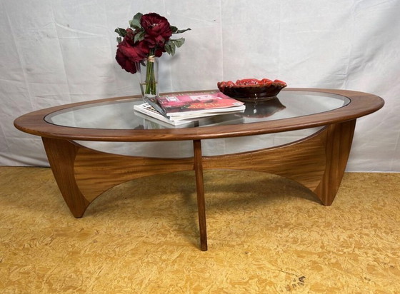 Image 1 of Mid-Century Retro Vintage Teak & Glass Oval Astro Coffee Table by G Plan (1960–1970)    A true design icon of the mid-20th centu